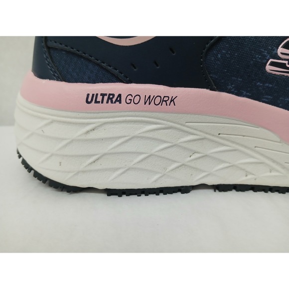 Skechers Work Womens Ultra Go Max Cushioning Elite Shoes 108036 Blue PInk Sz 7.5 - Picture 7 of 11